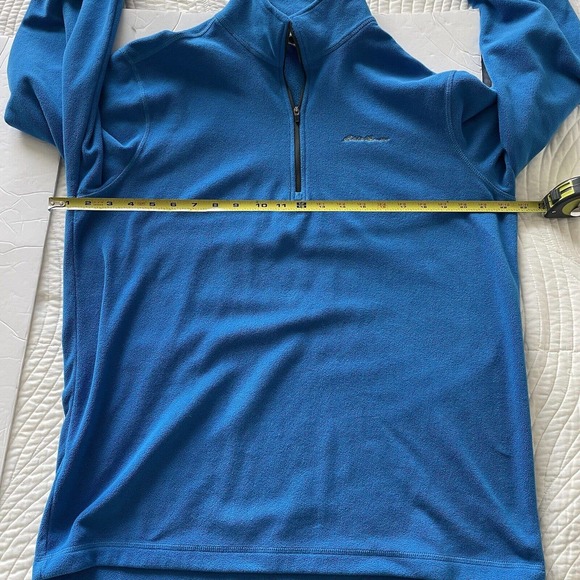 Eddie Bauer Sweater Mens Medium Blue Fleece Mid Zip Athleisure Outdoor Spring - Picture 8 of 10